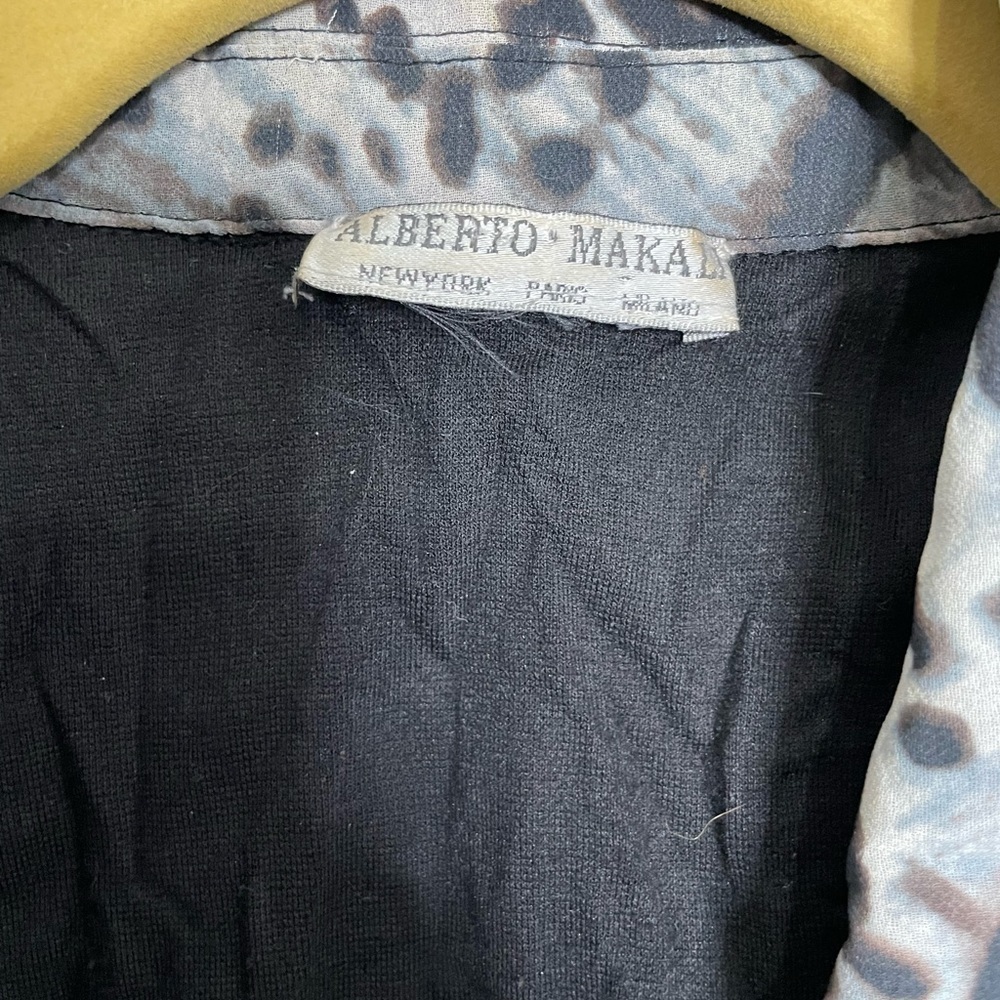 Albert Makali Mixed Media Animal Print Moto Jacket Medium - Picture 3 of 7